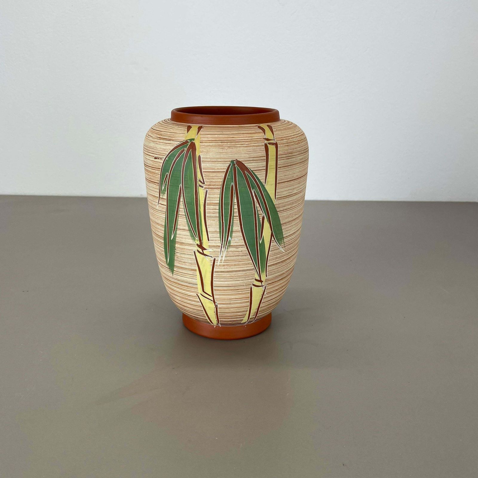 Colorful Abstract Bamboo Ceramic Pottery Vase By Eiwa Ceramics, Germany 1950s photo furniture