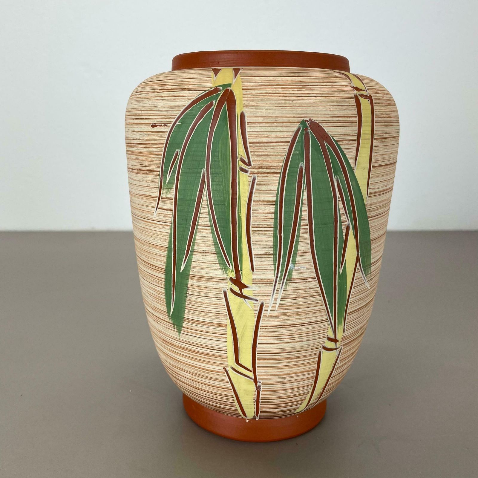 Colorful Abstract Bamboo Ceramic Pottery Vase By Eiwa Ceramics, Germany 1950s photo 340.0