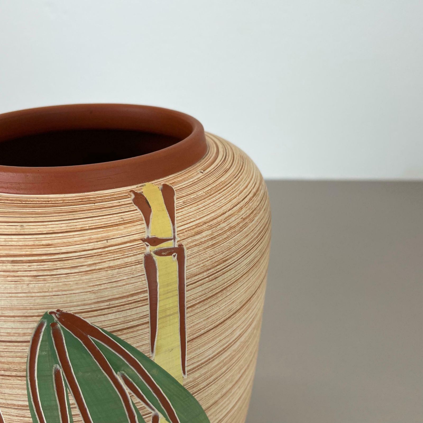 Colorful Abstract Bamboo Ceramic Pottery Vase By Eiwa Ceramics, Germany 1950s photo buy
