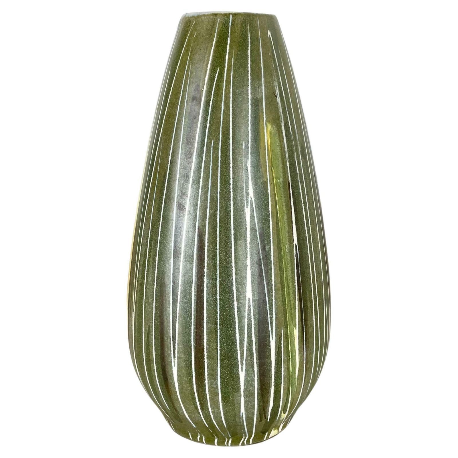 Rare Lovely Pottery Fat Lava "Lines" Vase By übelacker Ceramics, Germany, 1970