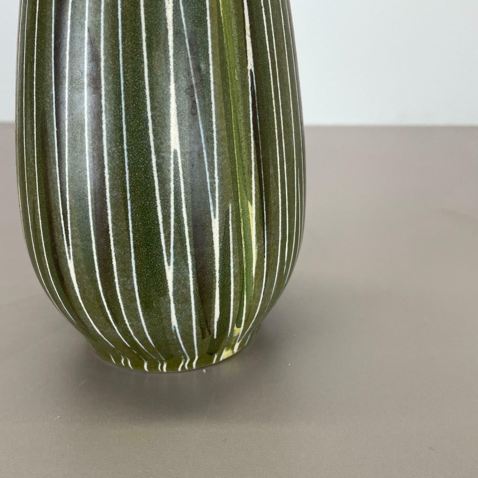 Rare Lovely Pottery Fat Lava "Lines" Vase By übelacker Ceramics, Germany, 1970 photo vinterior