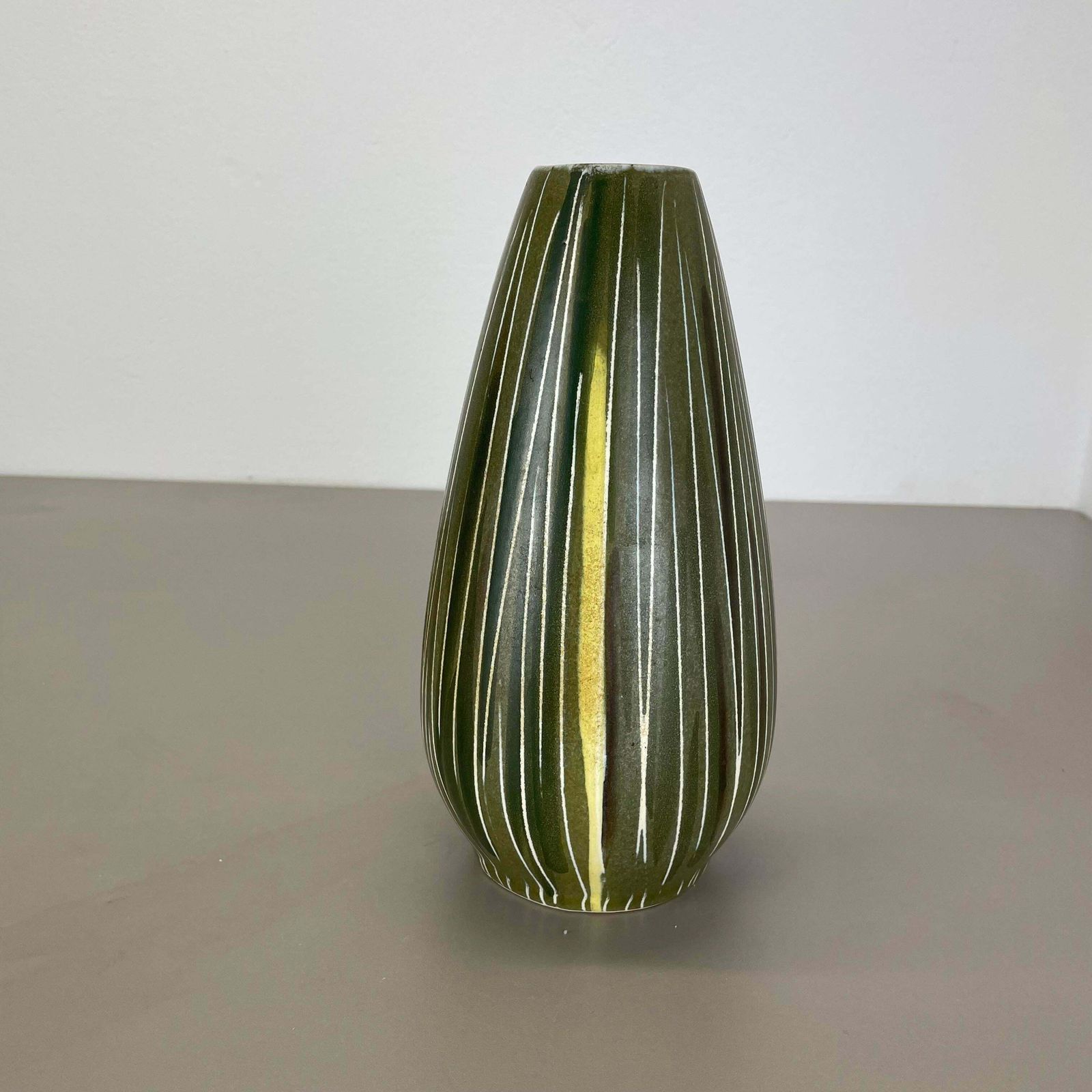 392.0 Rare Lovely Pottery Fat Lava "Lines" Vase By übelacker Ceramics, Germany, 1970 photo