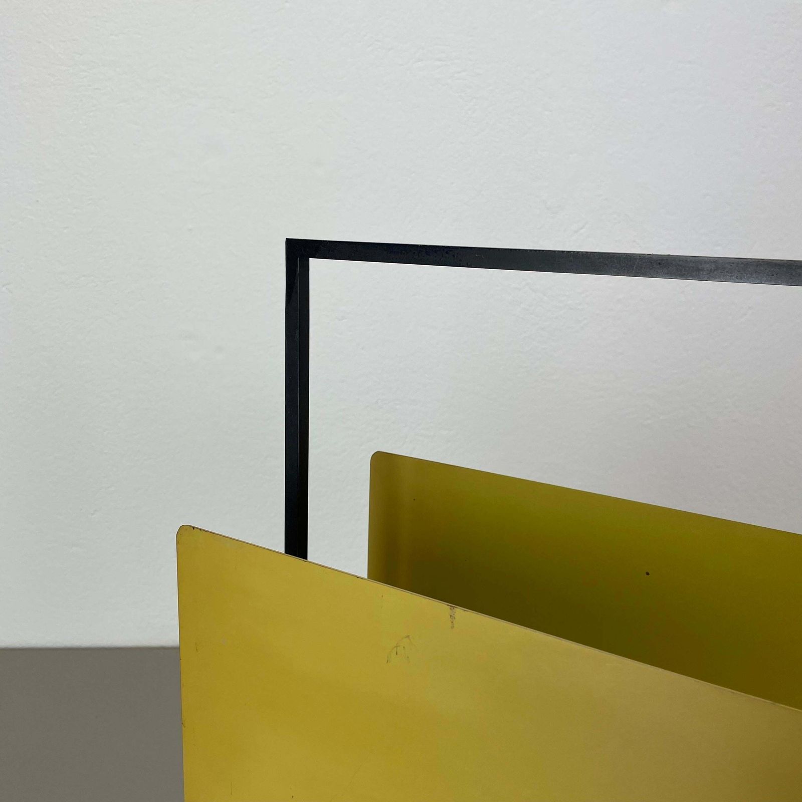 Unique Bauhaus Destijl Style Cubic Metal Magazine Holder, Netherlands 1970s photo vintage