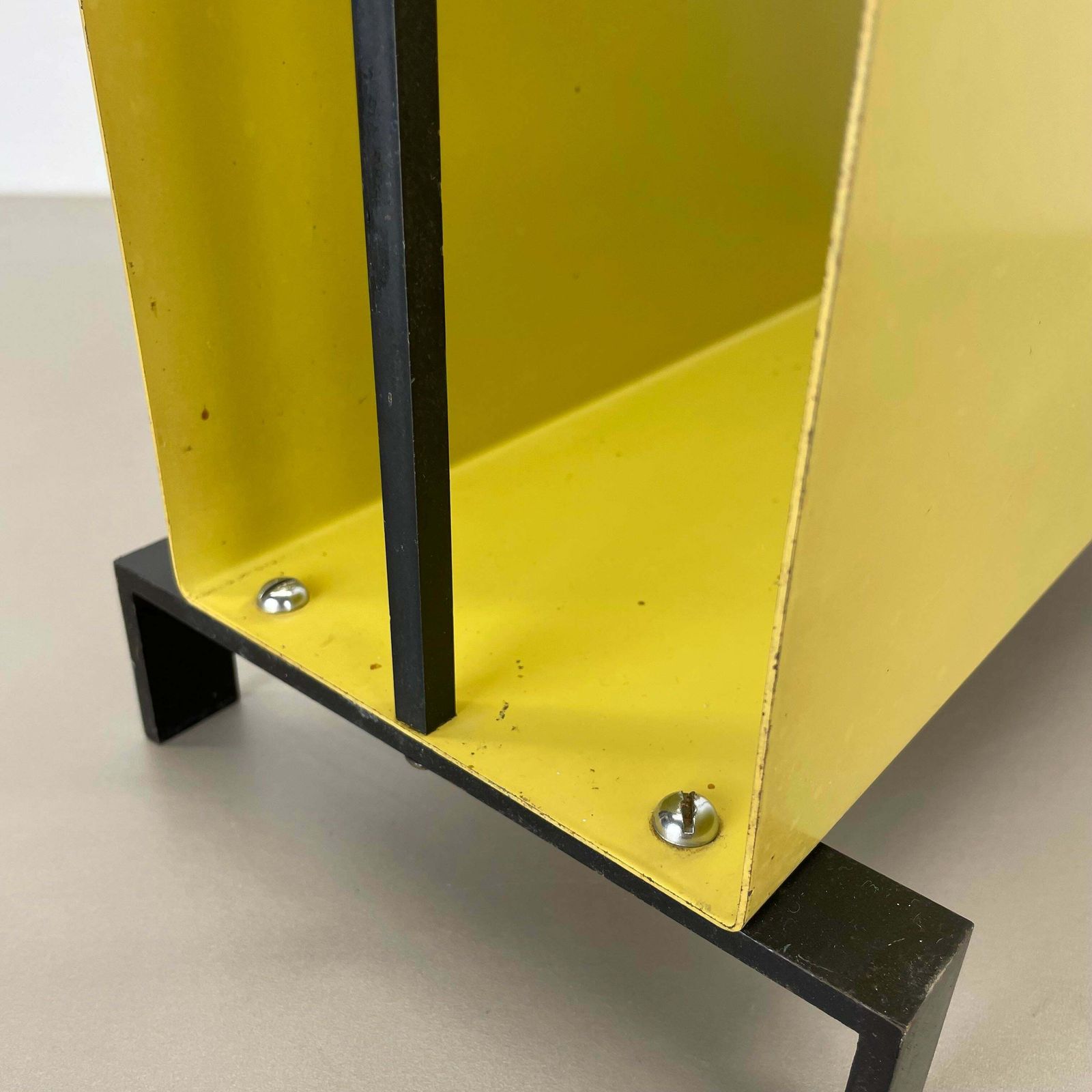 photo buy Unique Bauhaus Destijl Style Cubic Metal Magazine Holder, Netherlands 1970s
