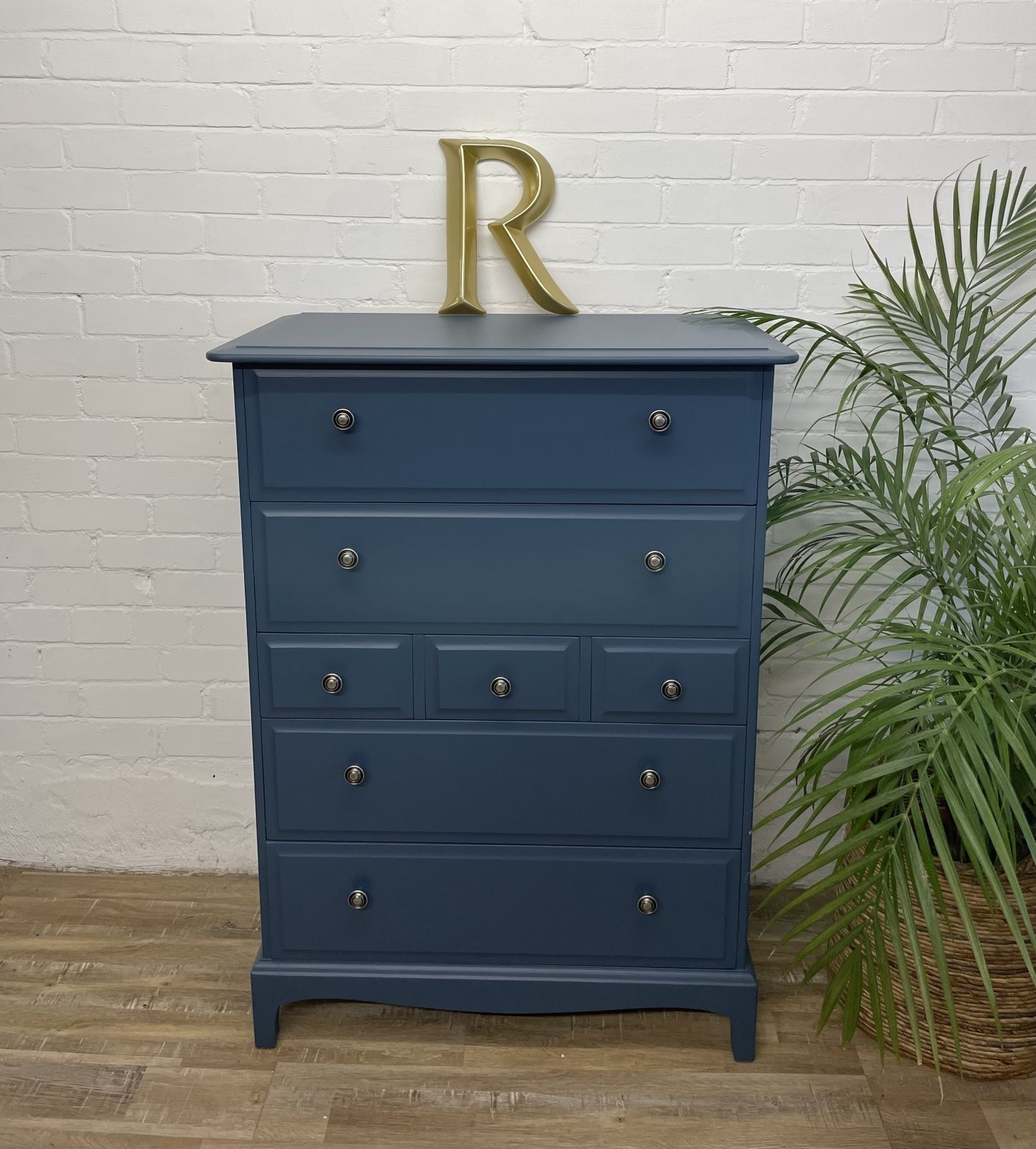 Pair Of Stag Tallboys Painted Blue photo vintage
