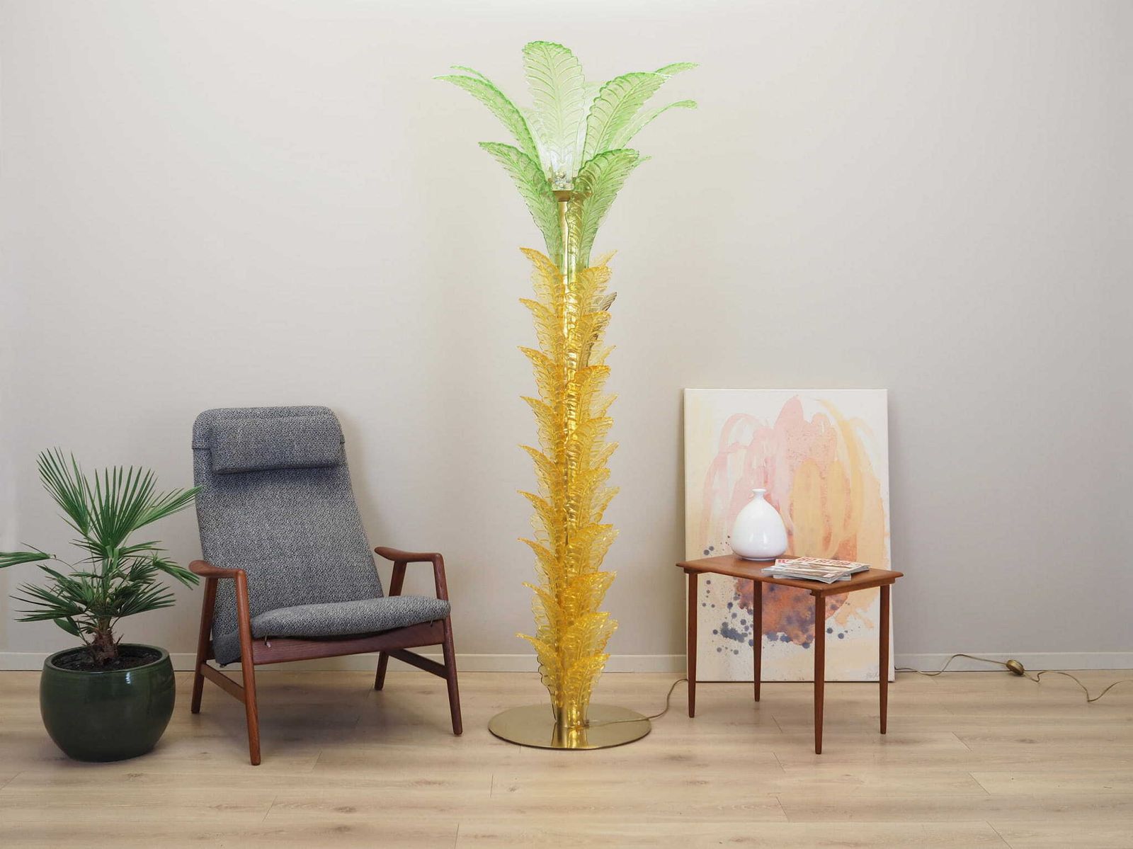 Palma Lamp, Murano Glass, Italian Design, 1970s, Manufacture: Italy photo vintage