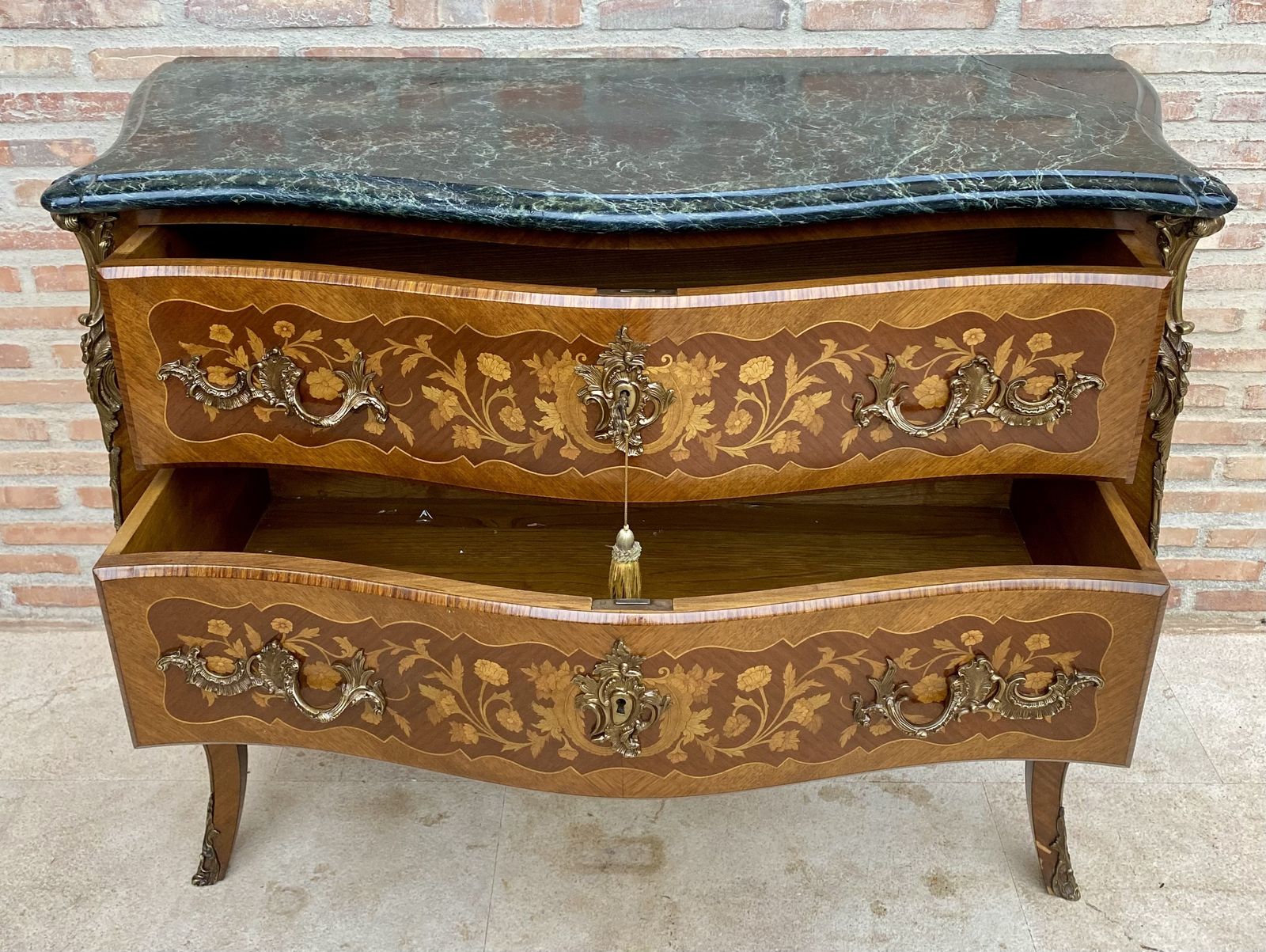 Furniture French Louis XV Style Bombé Satinwood Marquetry & Ormolu Mounted Commode photo