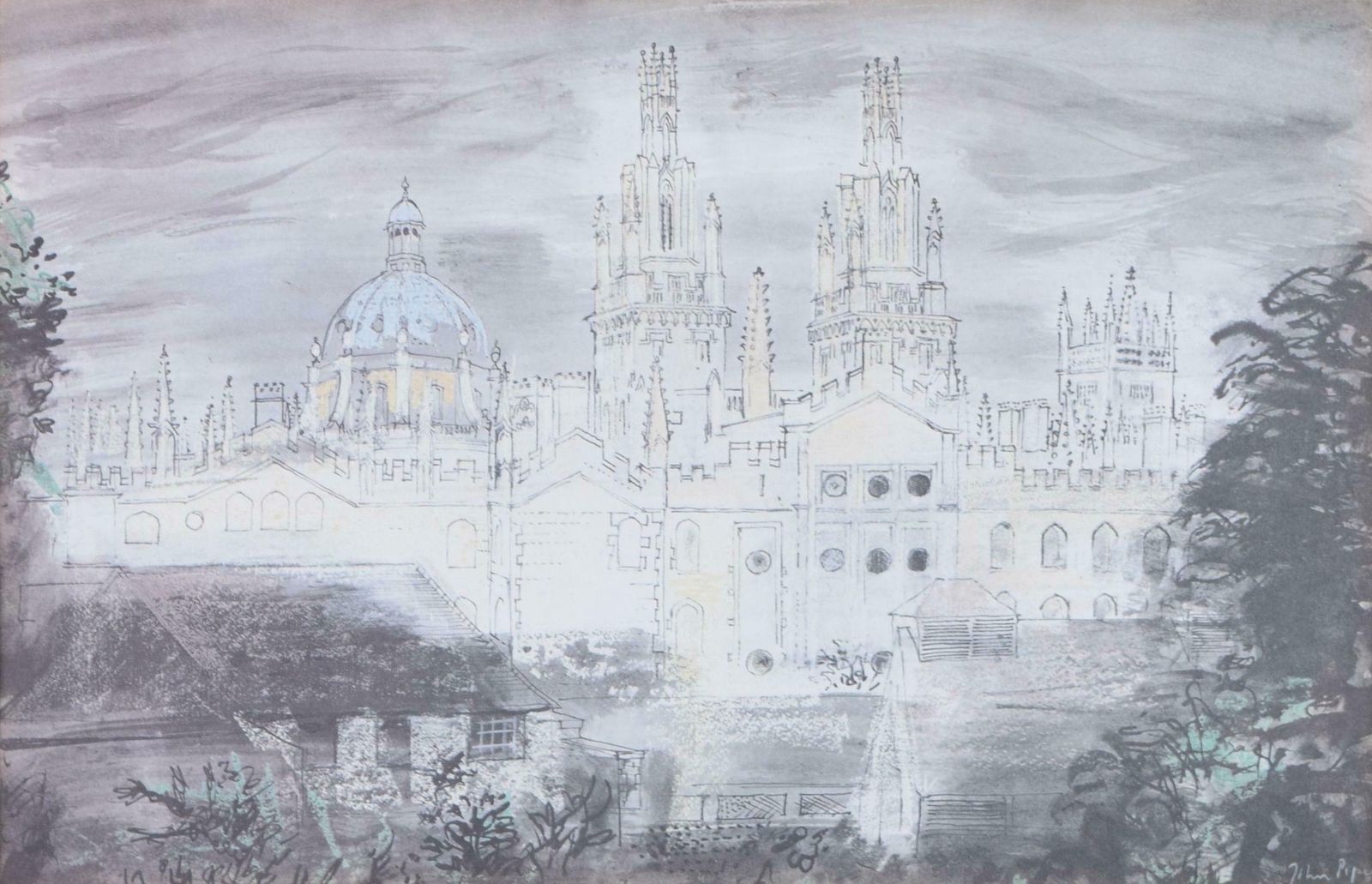 John Piper Ch All Souls (View From Queen's College, Oxford) John Piper 1972 Lithograph 1972