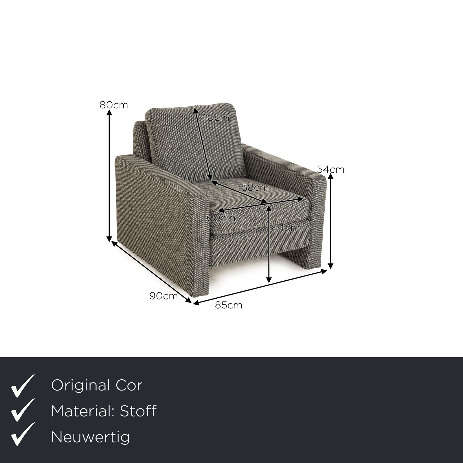 Cor Conseta Fabric Armchair Gray New Cover photo furniture