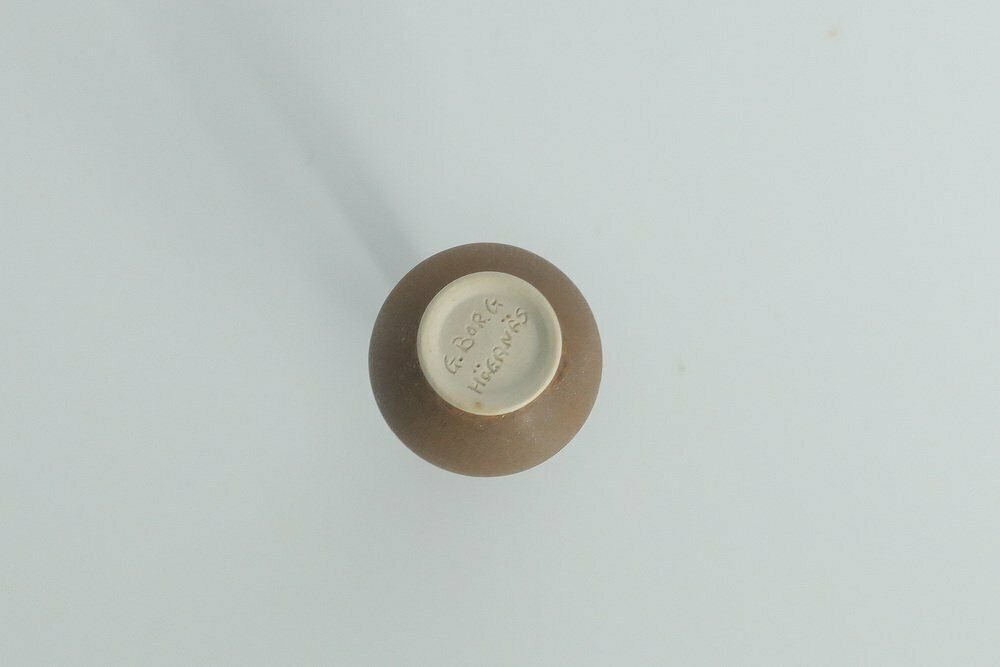 Small Mid Century Scandinavian Modern Collectible Brown Stoneware Vases By Gunnar Borg For Höganäs Ceramics, 1960s, Set Of 4 photo for sale