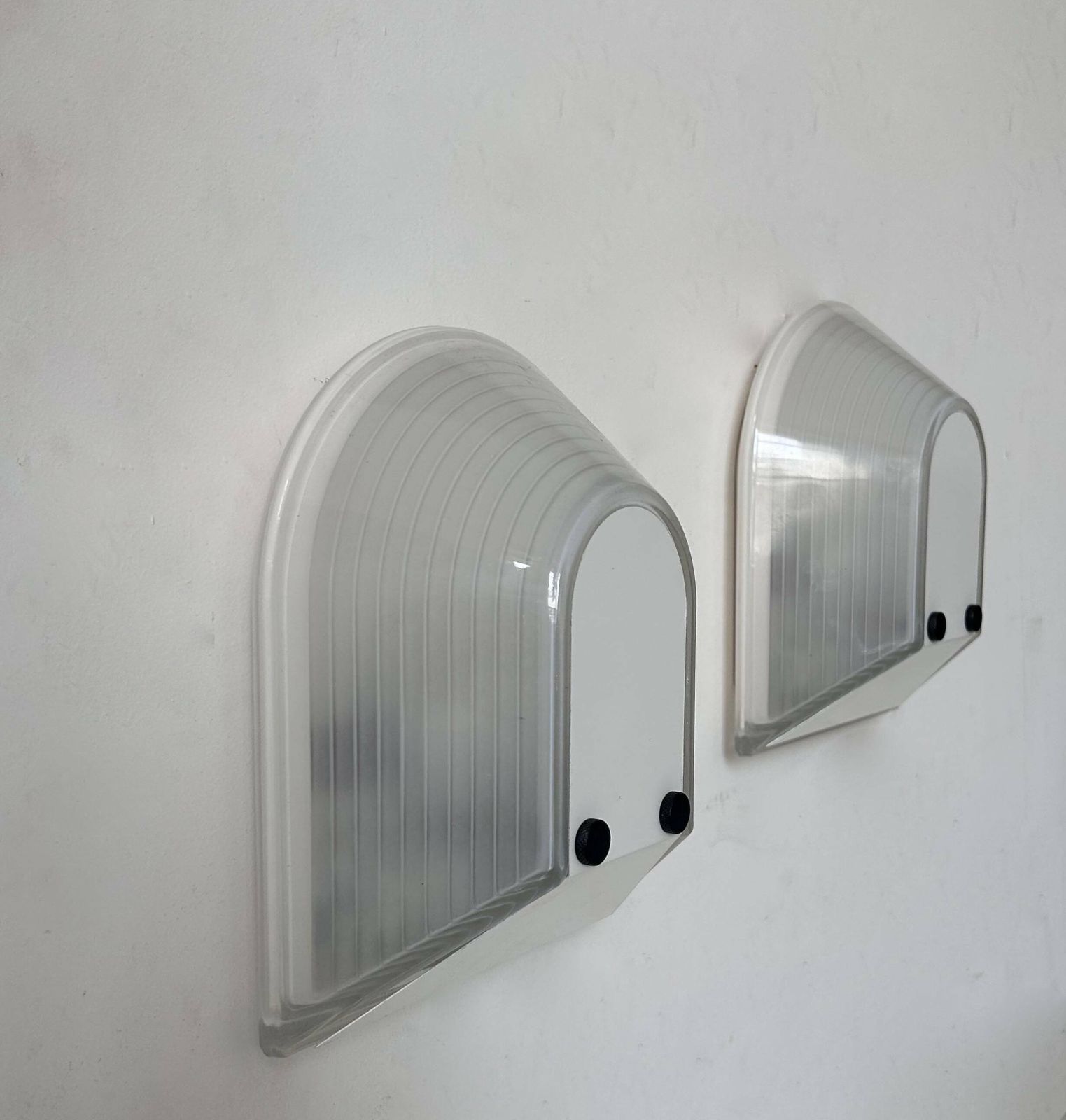 Pair Of Vintage "Tesi" Sandblasted Glass Wall Lights By Roberto Fiorato For Prisma, Italy photo buy