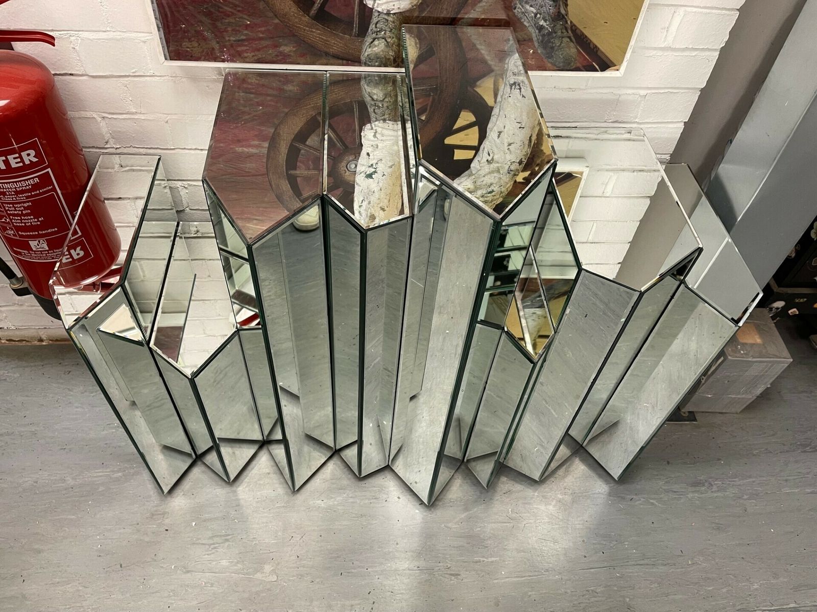 Mirrored Geometric Table photo for sale