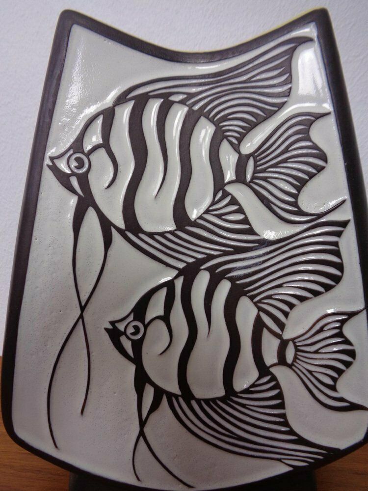 Studio Ceramic Vase With Fishes From Carstens / Goldscheider, 1950s photo vinterior