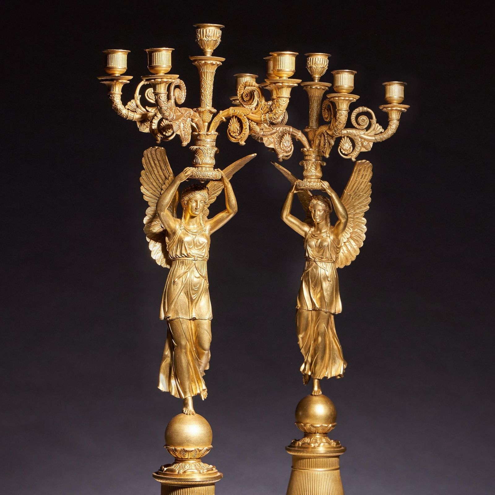 22500.0 Exceptional Pair Of French Late Empire Gilt Bronze Candelabra Attributed To Pierre Philippe Thomire. photo