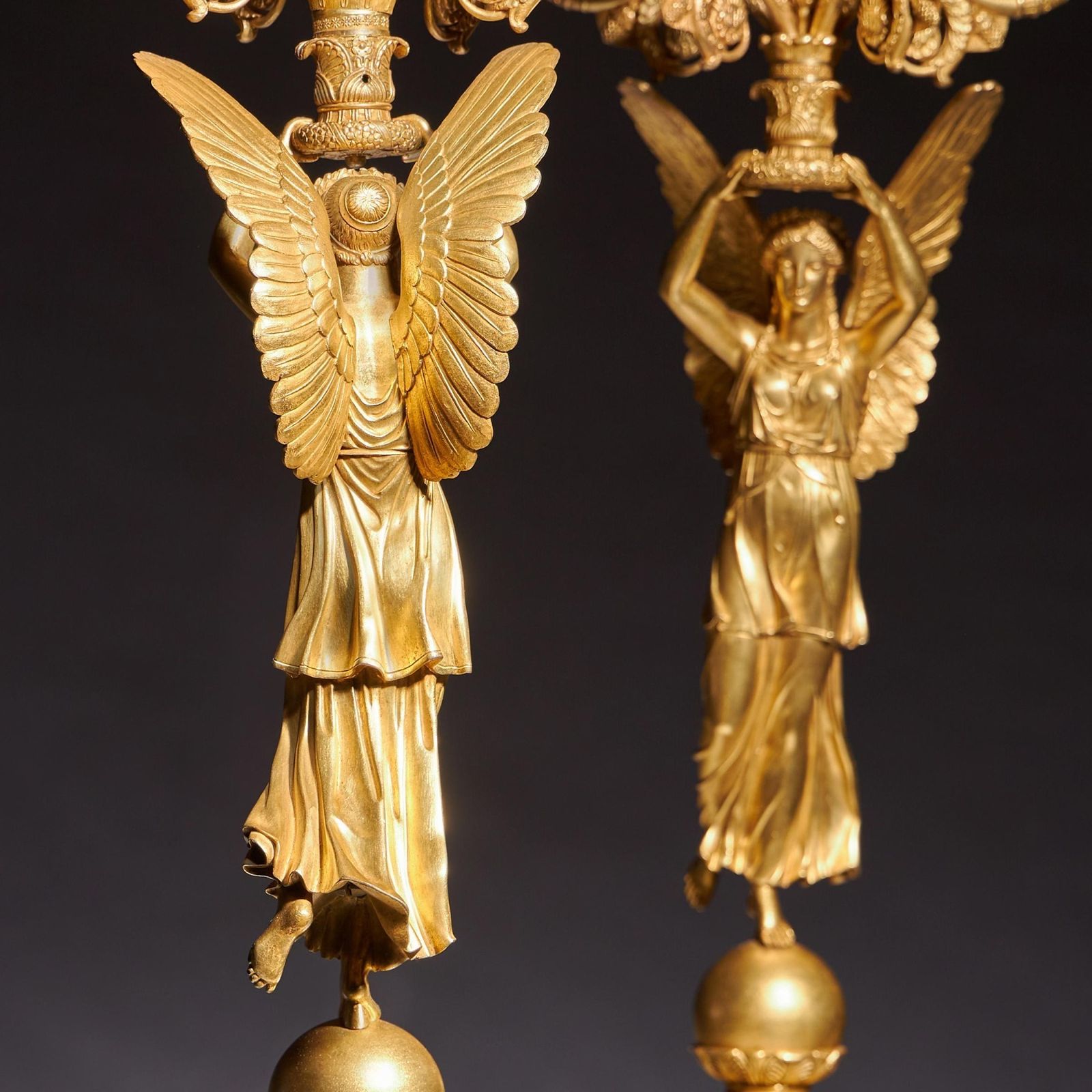 photo buy Exceptional Pair Of French Late Empire Gilt Bronze Candelabra Attributed To Pierre Philippe Thomire.