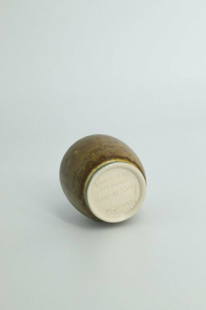 Small Mid Century Scandinavian Modern Collectible Brown Stoneware Vases By Gunnar Borg For Höganäs Ceramics, 1960s, Set Of 4 photo buy