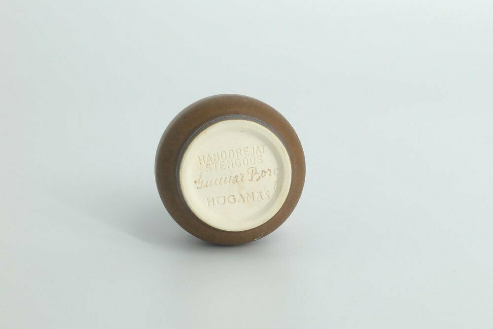 Small Mid Century Scandinavian Modern Collectible Brown Stoneware Vases By Gunnar Borg For Höganäs Ceramics, 1960s, Set Of 4 photo for sale