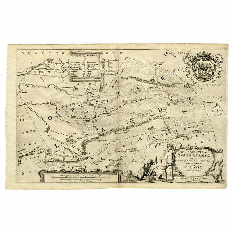 Antique Map Of The Region Of Opsterland By Schotanus, 1664