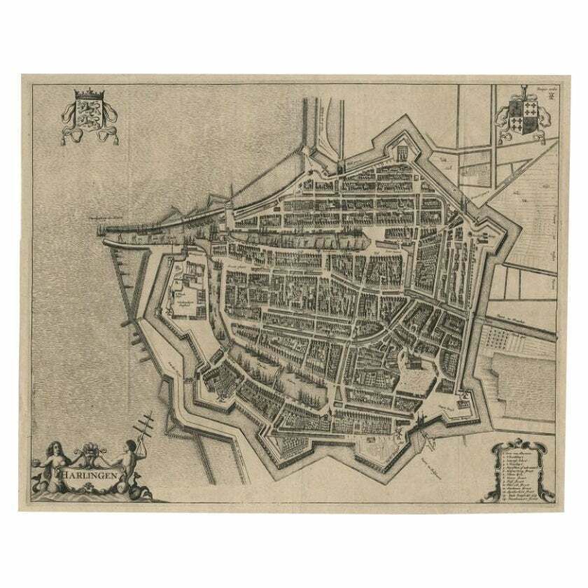 Antique Map Of The City Of Harlingen By Janssonius, C.1657