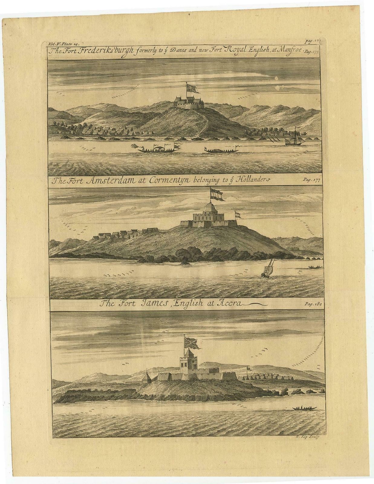 Copperplate Engraving Showing Forts On The West African Gold Coast, Ghana, 1744 photo furniture