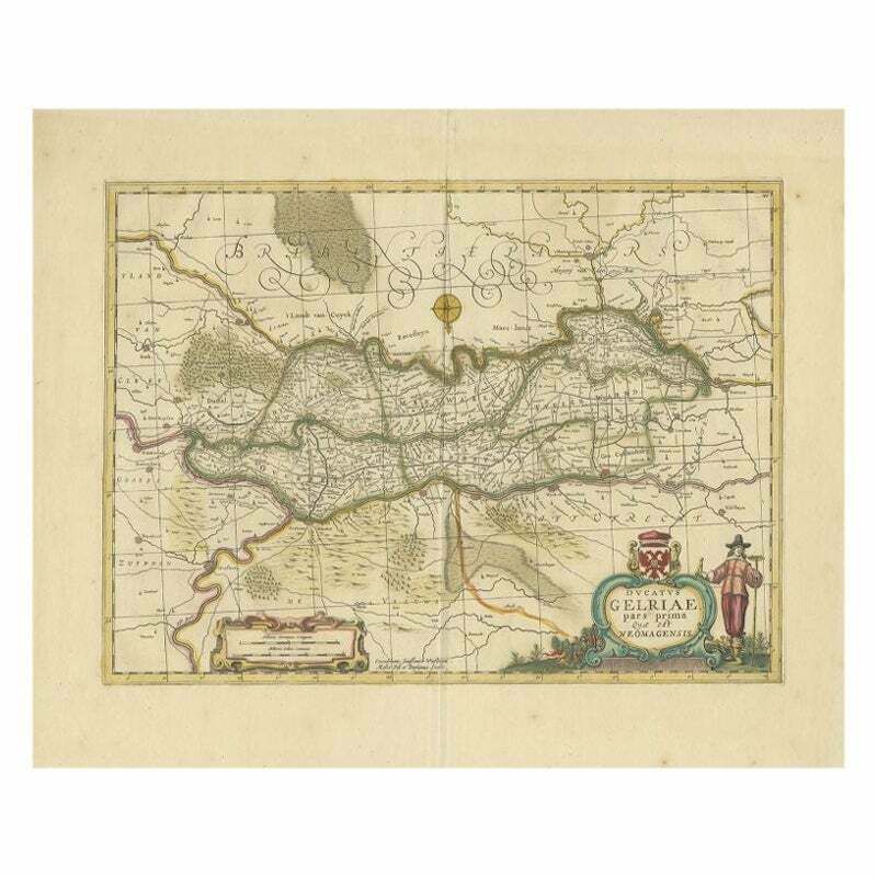 Antique Map Of The Region Of Zutphen In Overijssel, The Netherlands, 1683