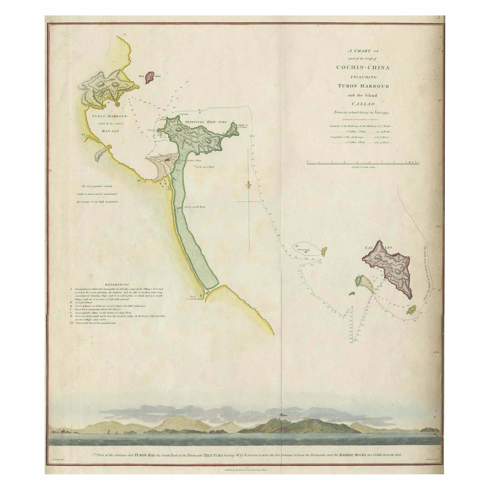 Map Of The Vietnamese Coast, Centered On Turon Harbor 'Da Nang Area', 1796