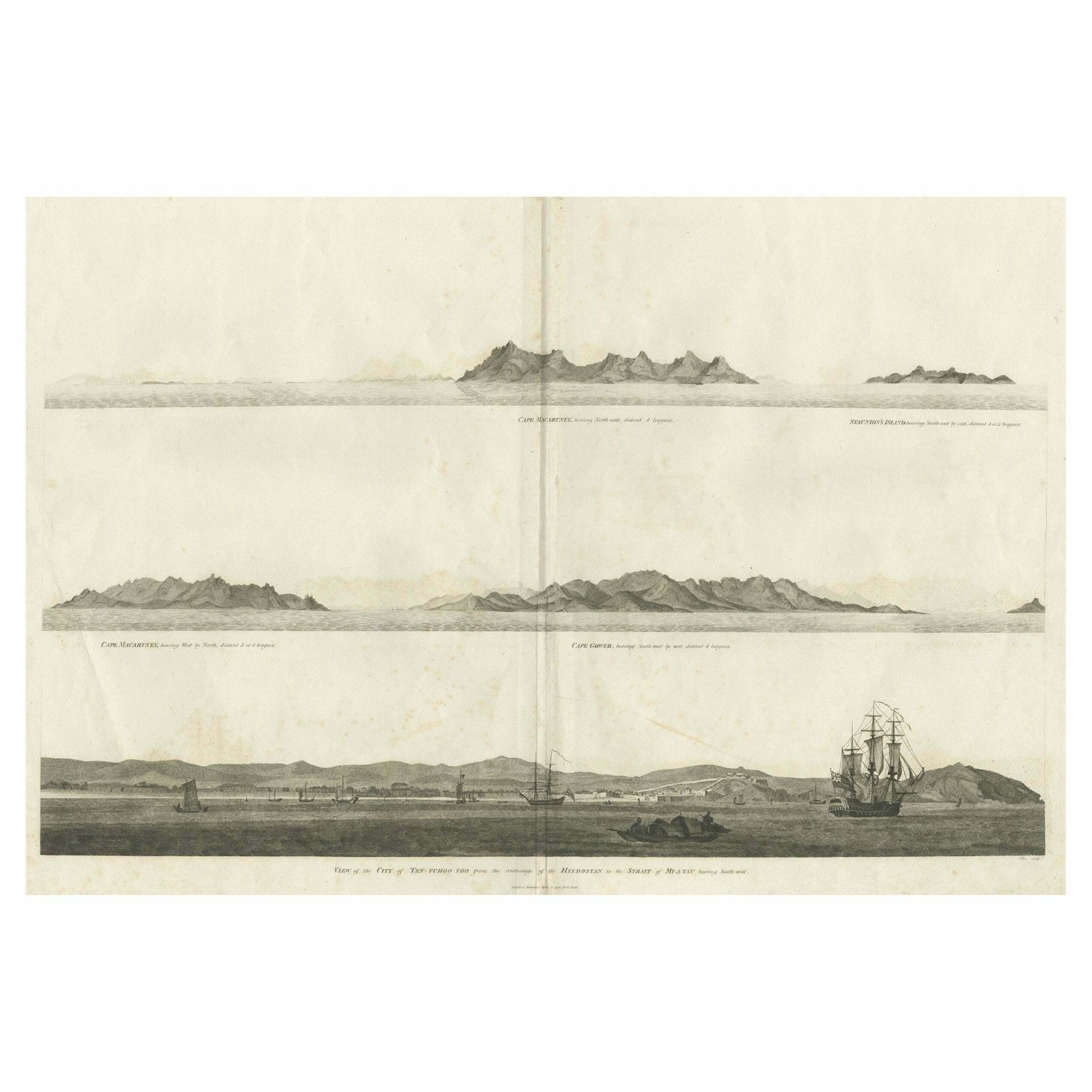 Antique Print Of The City Of Ten Tchoo Foo, China, 1796
