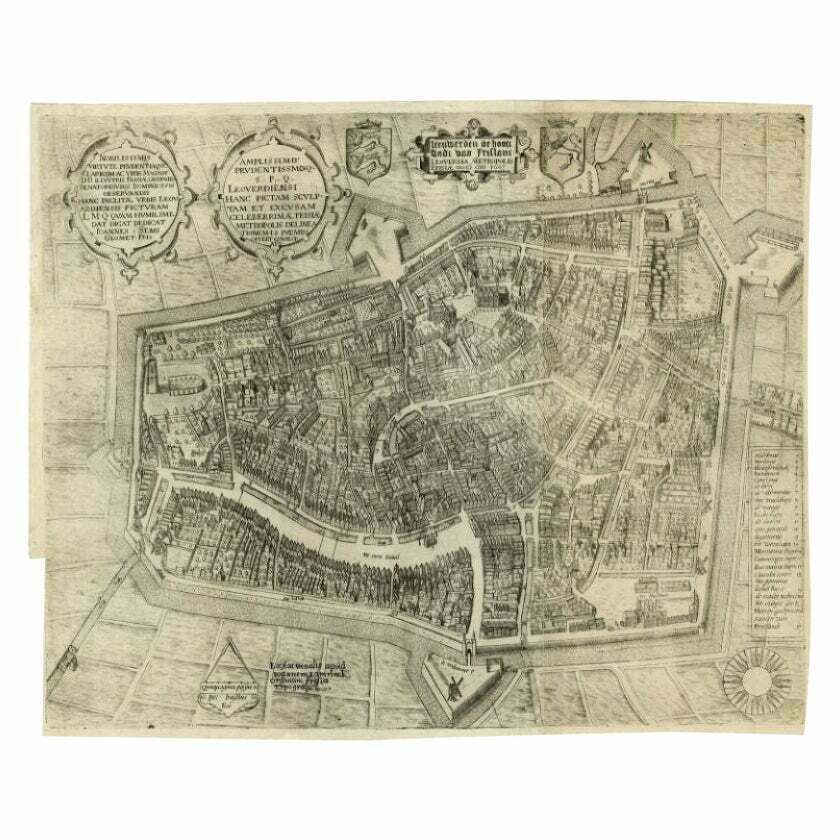 Antique Map Of The City Of Leeuwarden By Bast, 1603