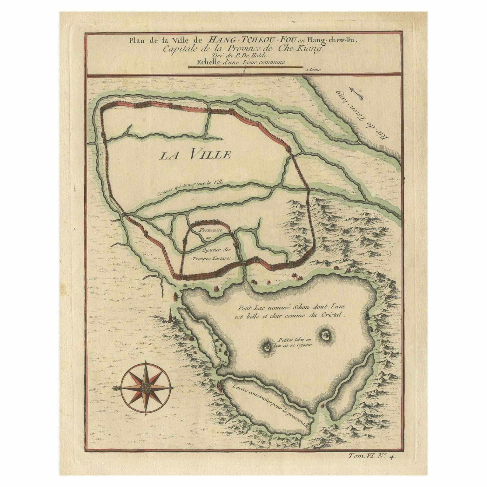 Antique Map Of Hangzhou, Capital Of The Province Of Zheijang, China, C.1750
