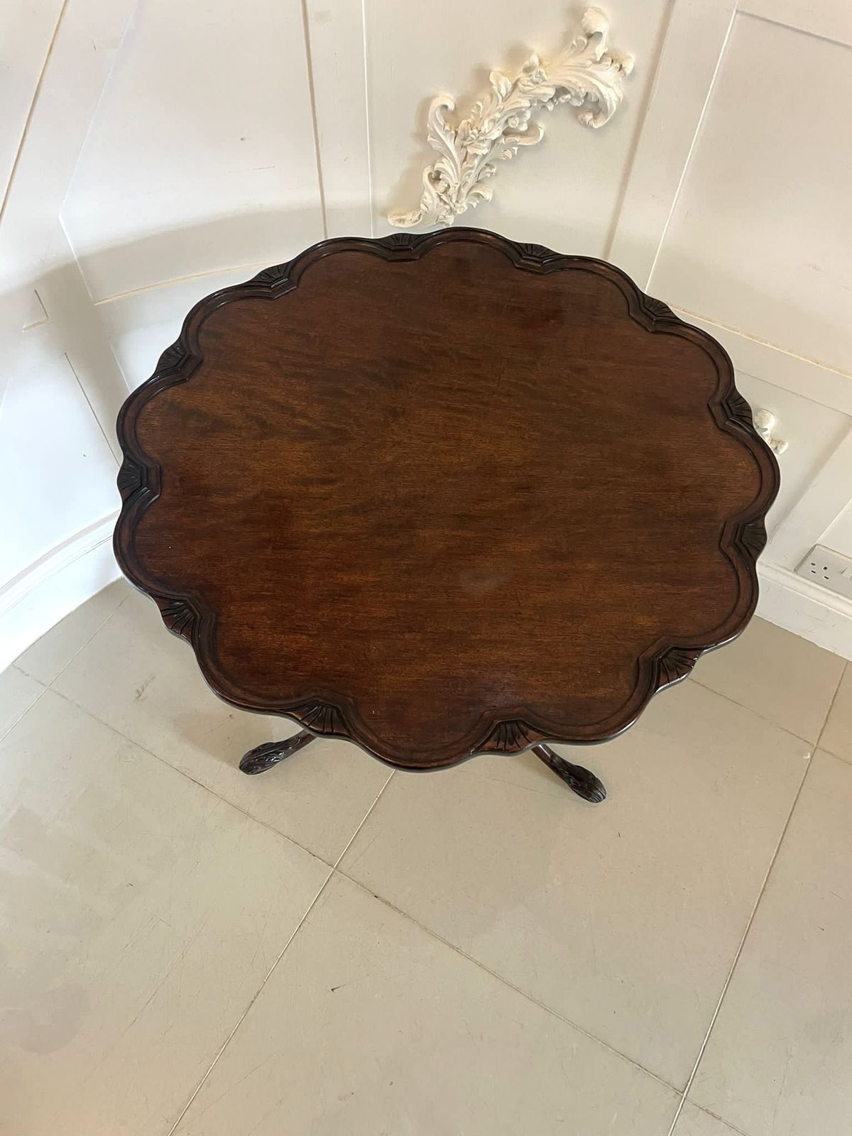 Antique Early 20th Century Quality Carved Mahogany Side Table photo 1095.0