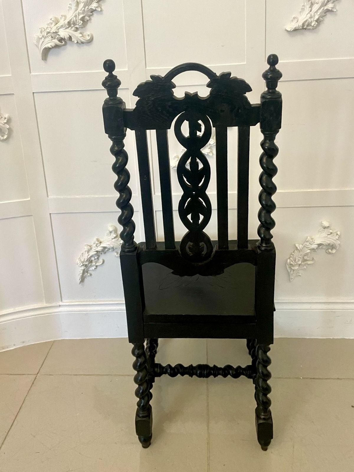 Pair Of Antique 19th Century Quality Carved Ebonised Oak Side Chairs photo Furniture