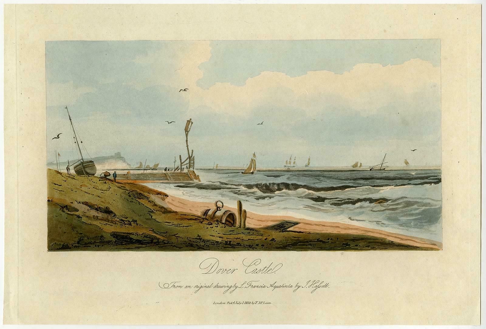 View Of Dover Castle Atop The Cliffs In The Background, England, 1818 photo furniture