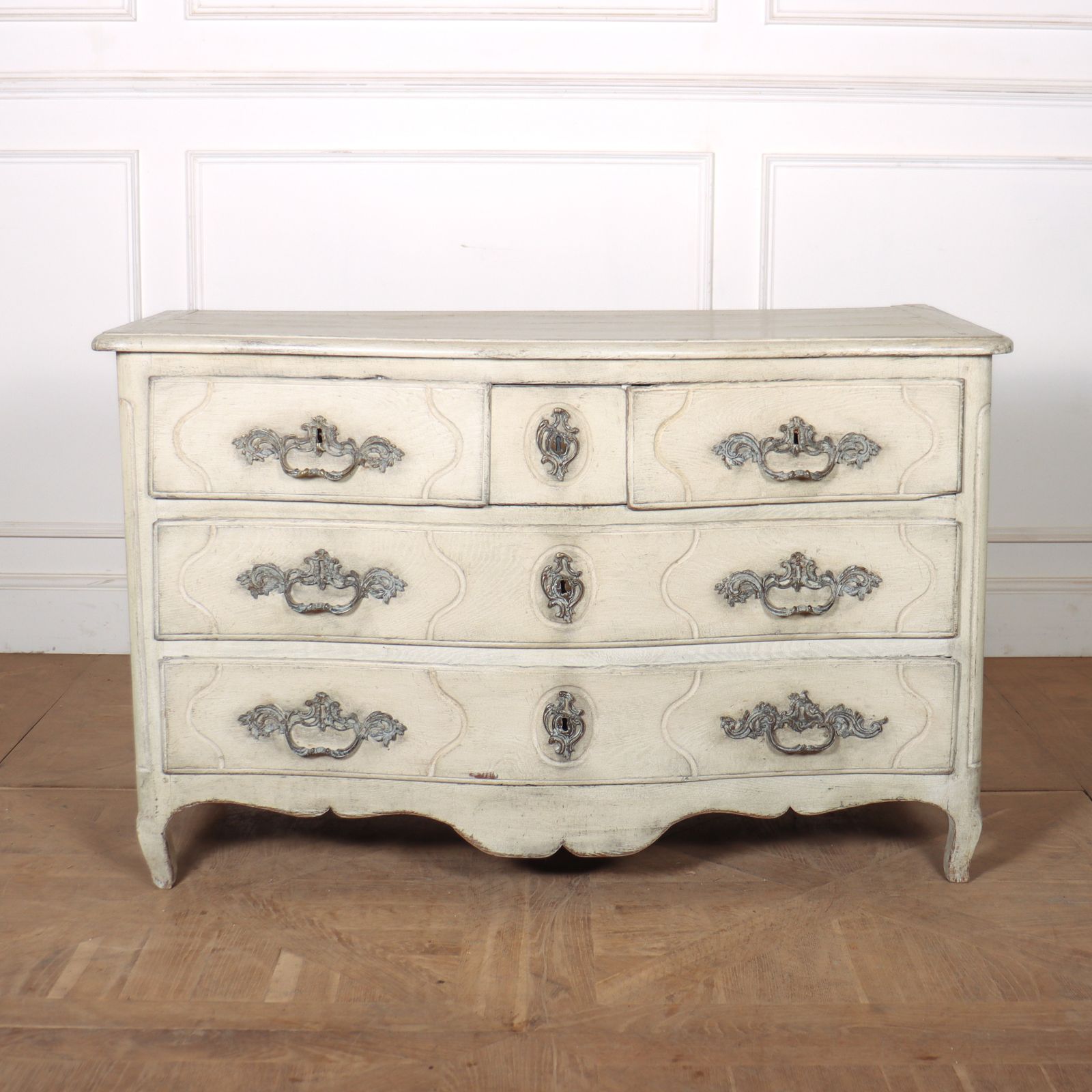 18th C French Painted Serpentine Commode. 1780.