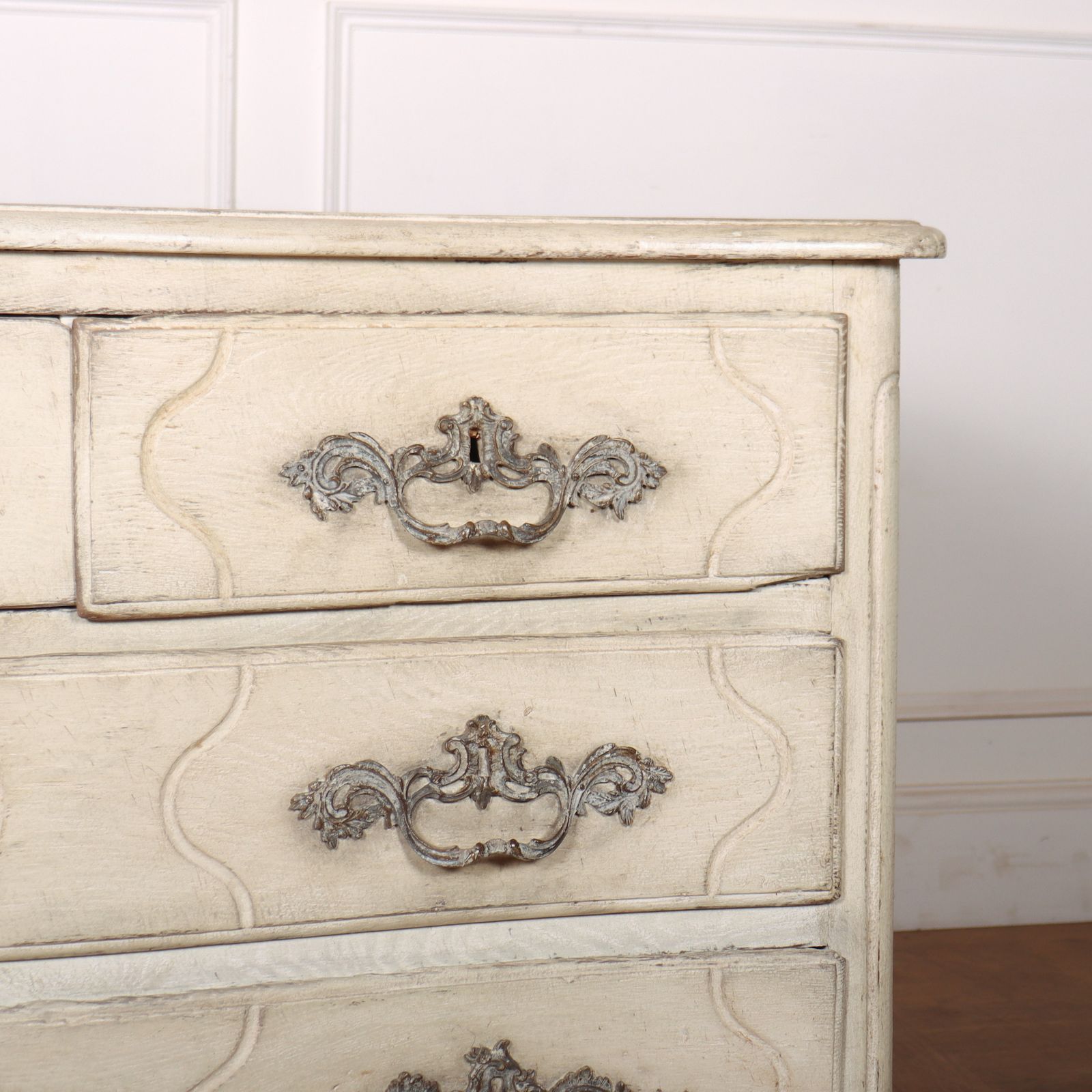 18th C French Painted Serpentine Commode. 1780. photo for sale