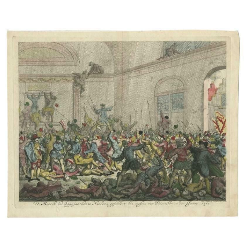 Antique Print Of The Massacre In Naarden In The Netherlands, 1679