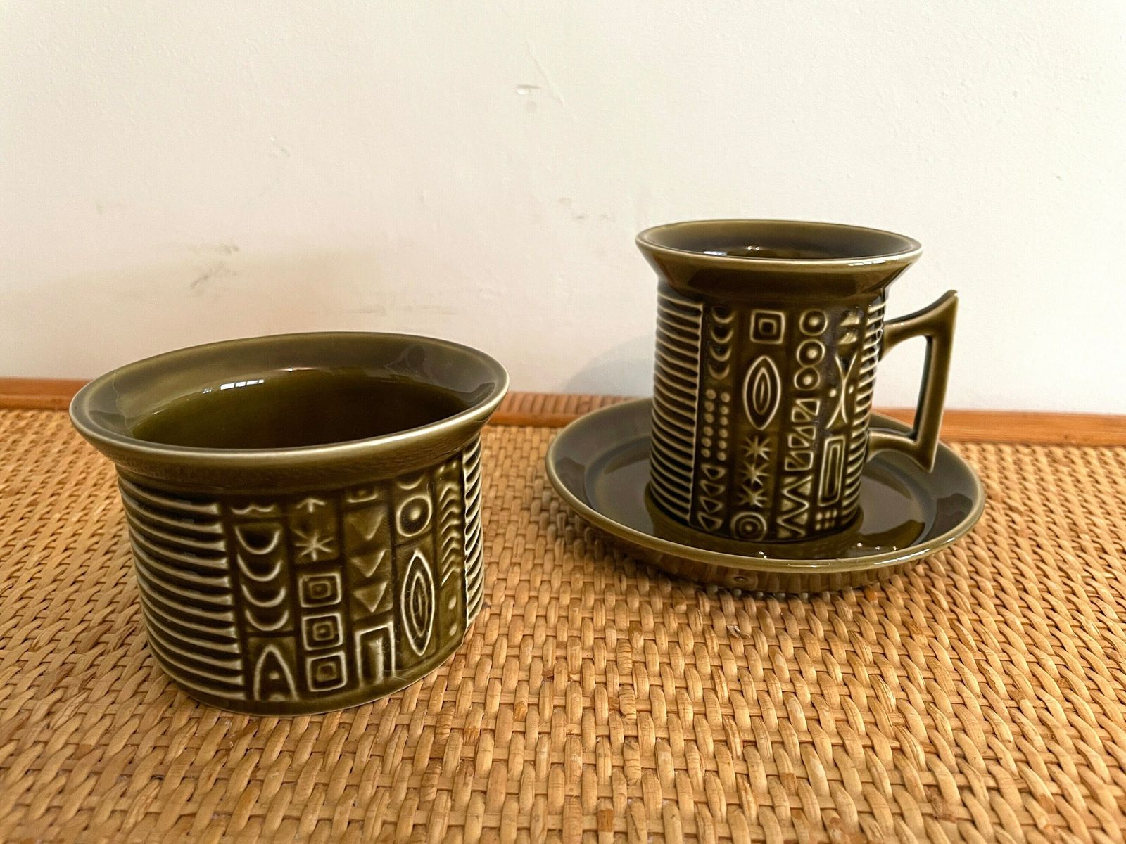 60s Portmeirion Cypher 15pc Tea/Coffee Set, Iconic Mid Century Design By Susan Williams Ellis, Rare Vintage Mcm Tea Set In Retro Olive Green photo 120.0