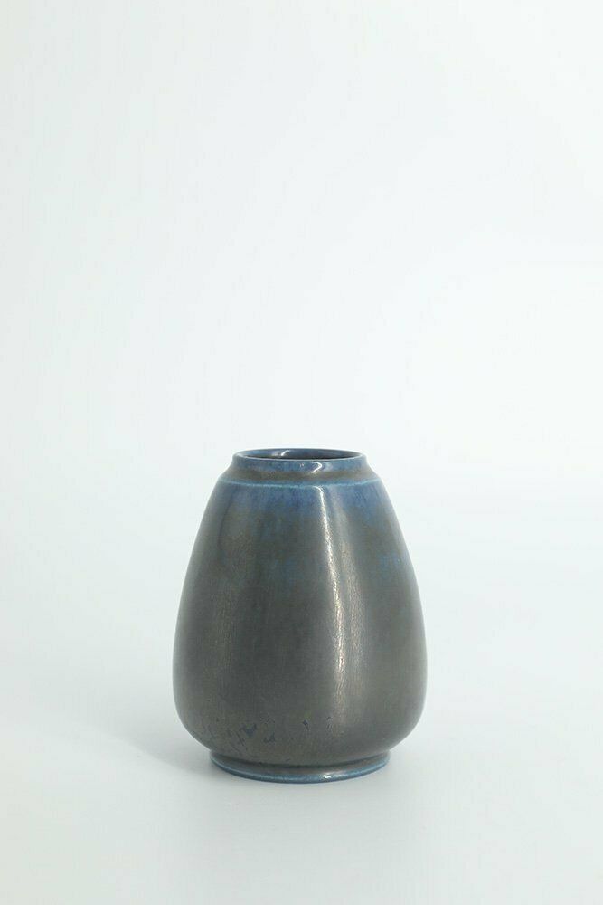 Home Decor Small Mid Century Scandinavian Modern Collectible Blue & Brown Stoneware Vase By Gunnar Borg For Gunnars Keramik Höganäs, 1960s, Set Of 4 photo