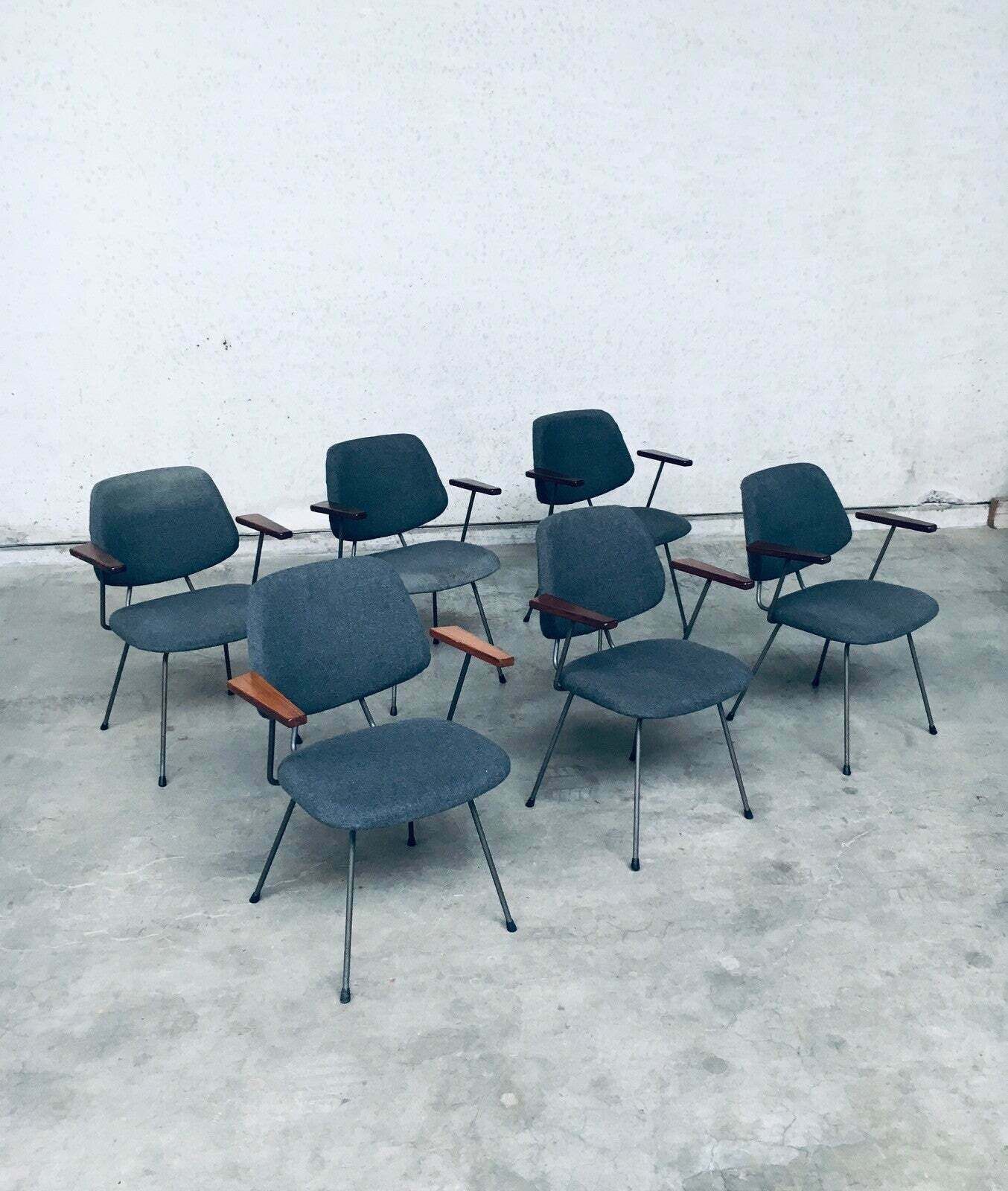 2450.0 Midcentury Modern Design Office Chair Set By Wim Rietveld For Kembo, Netherlands 1950's photo
