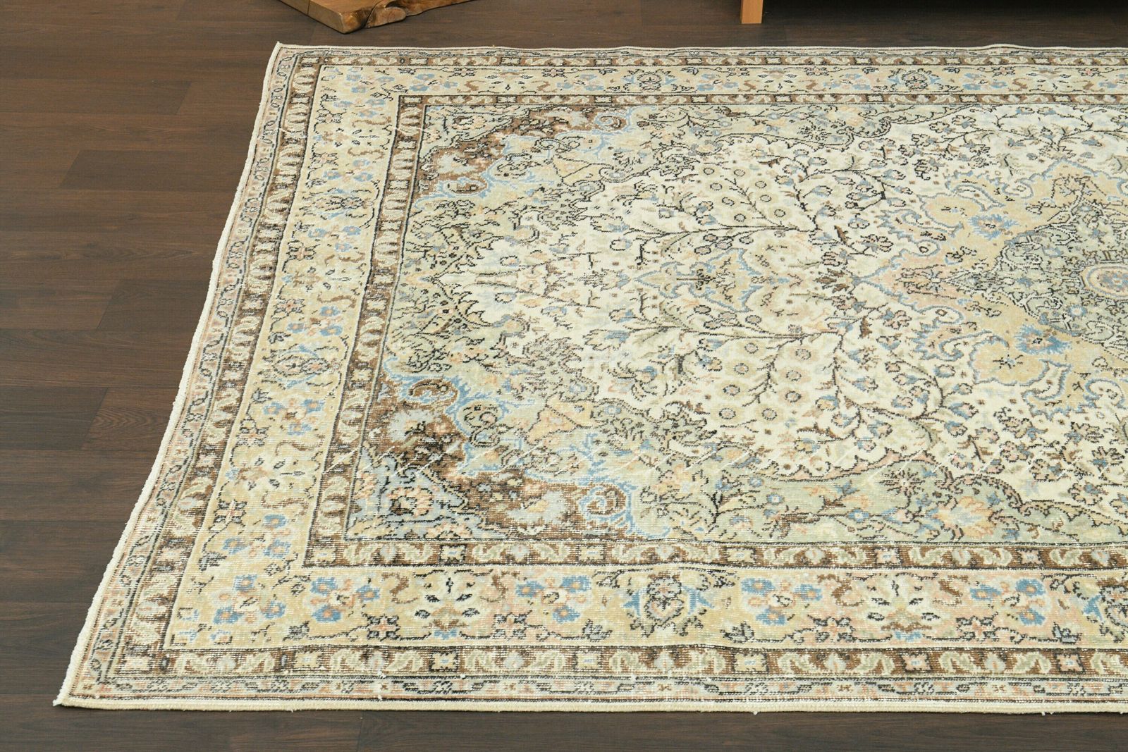7x9 Faded Beige Green Rug, Handmade Vintage Rug, Turkish Oushak Rug, Area Rug, Beige Green Rug, 7x9 Large Rug, Living Room Rug, 6.7x9.4 Ft photo 1201.0