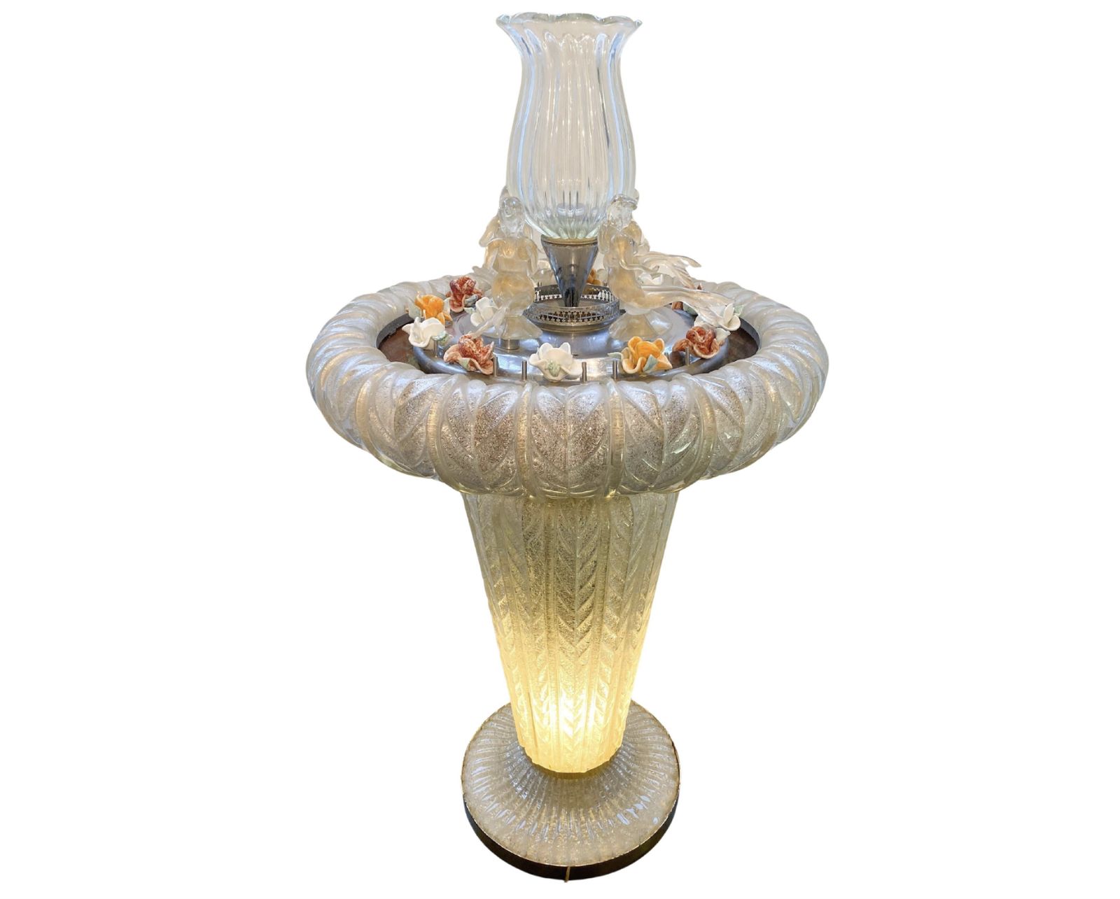 Murano Glass Fountain With A Central Vase Encircled By 4 Mermaids 1950s
