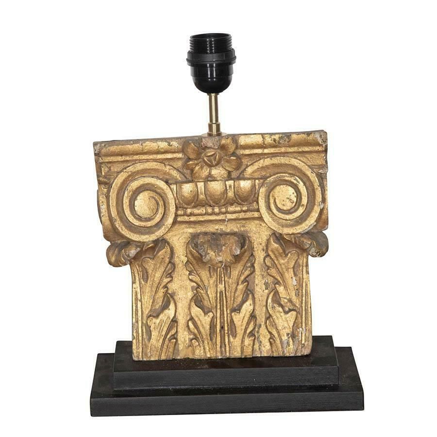 Pair Of 18th Century Carved Wooden Capitals Converted To Lamps photo Lighting