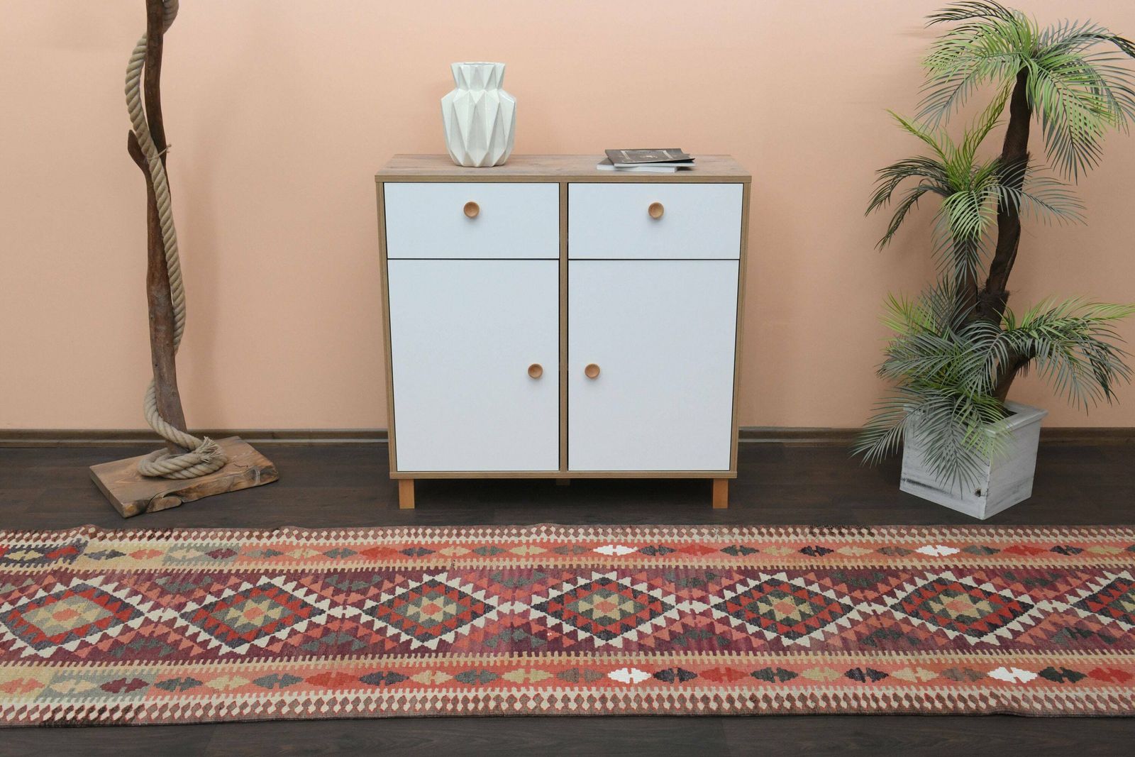 3x14 Puple Beige Turkish Rug, Handmade Vintage Wool Rug, Oushak Runner, 3x14 Runner Rug, Kitchen Rug, Hallway Rug, Antique Rug, 2.9x14.0 Ft photo buy