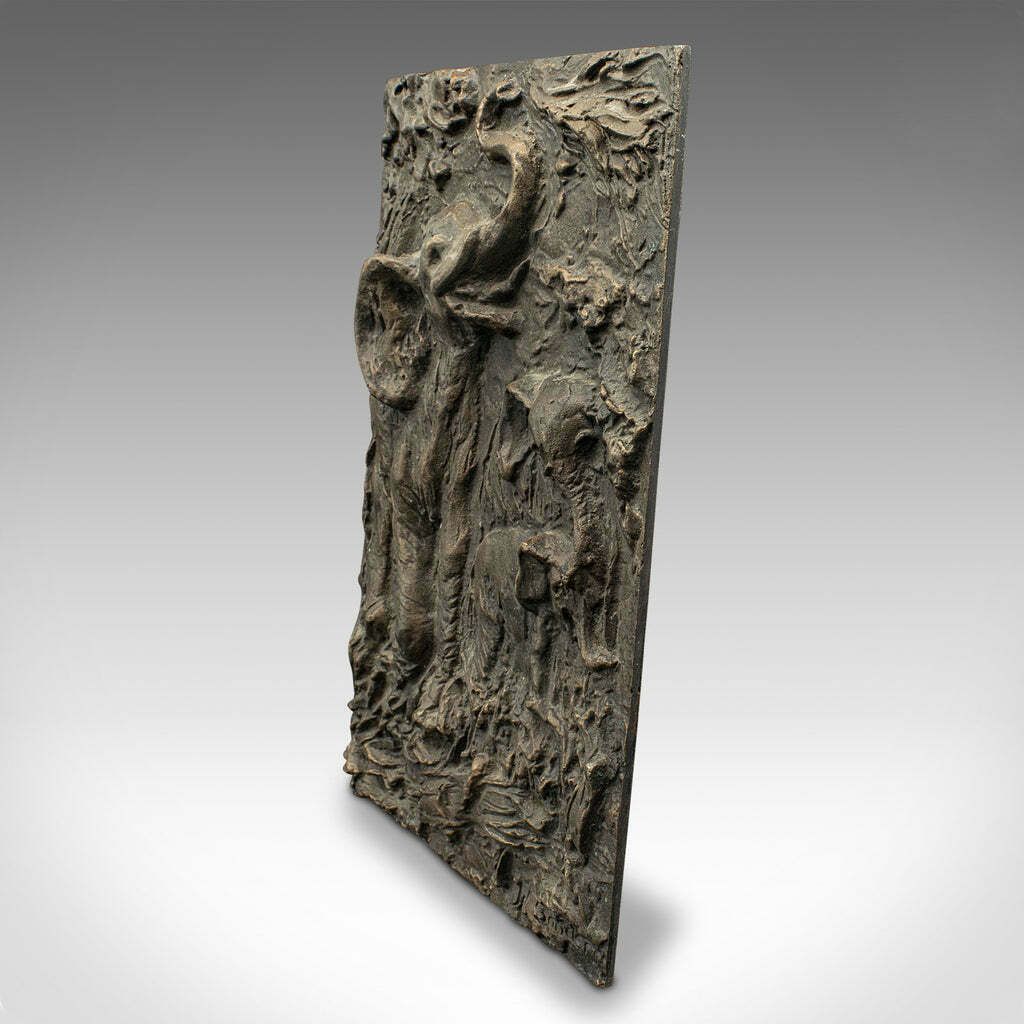 Vintage Elephant Relief Plaque English Bronze Outdoor Plate Mid Century 1960 photo 795.0