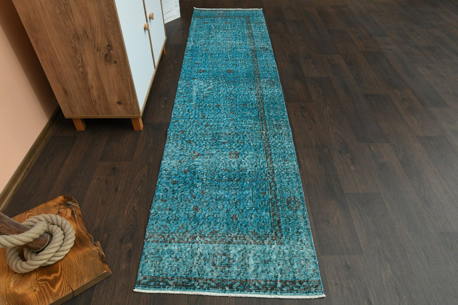2.2x8.8 Ft, Handmade Turkish Oushak Runner Rug, Vintage Runner, Wool Rug, Hallway Rug, Kitchen Rug, 2x9 Runner Rug, Kitchen Rug, Modern Rug
