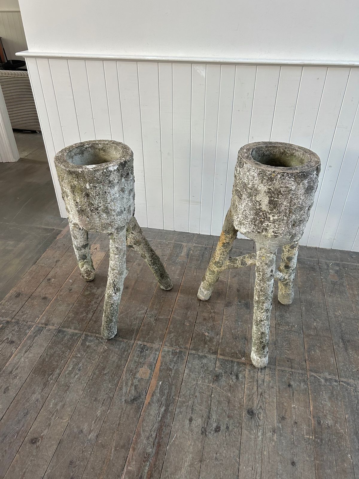 Large Pair Of 1950s Faux Bois Planters photo Home Decor