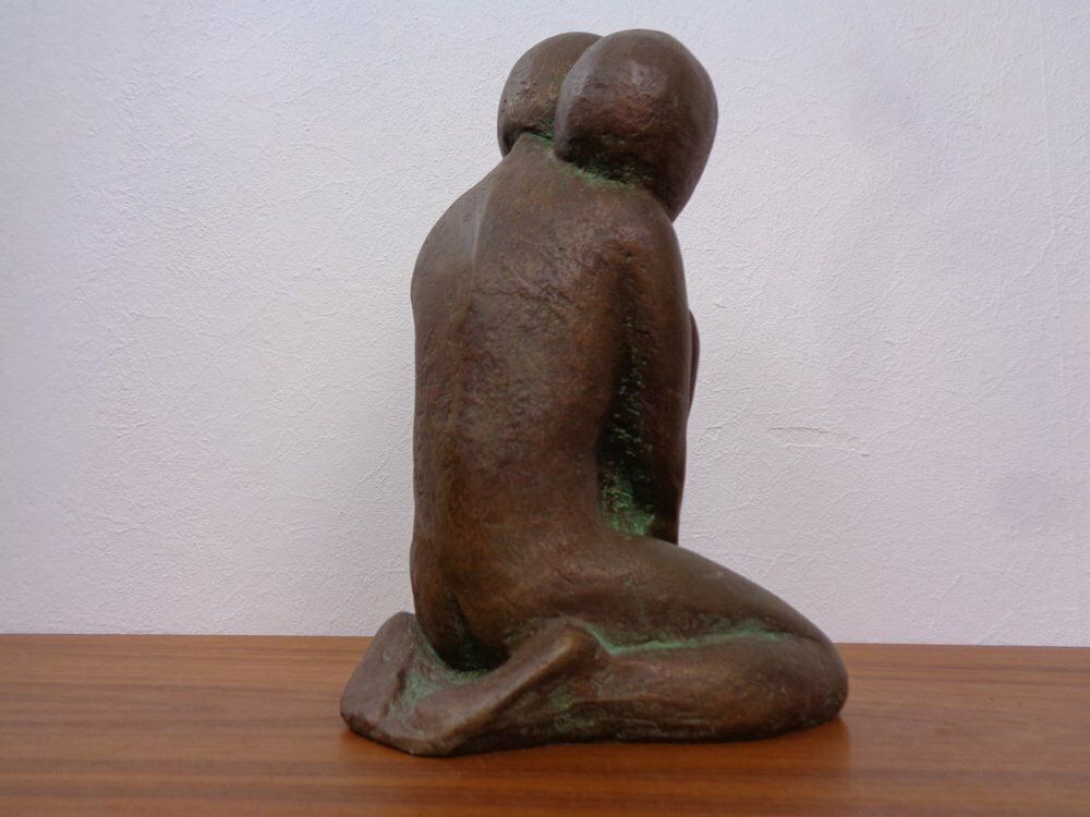 photo for sale Handcrafted Stoneware Loving Couple Figure From Achatit Werkstätten, Germany, 1960s