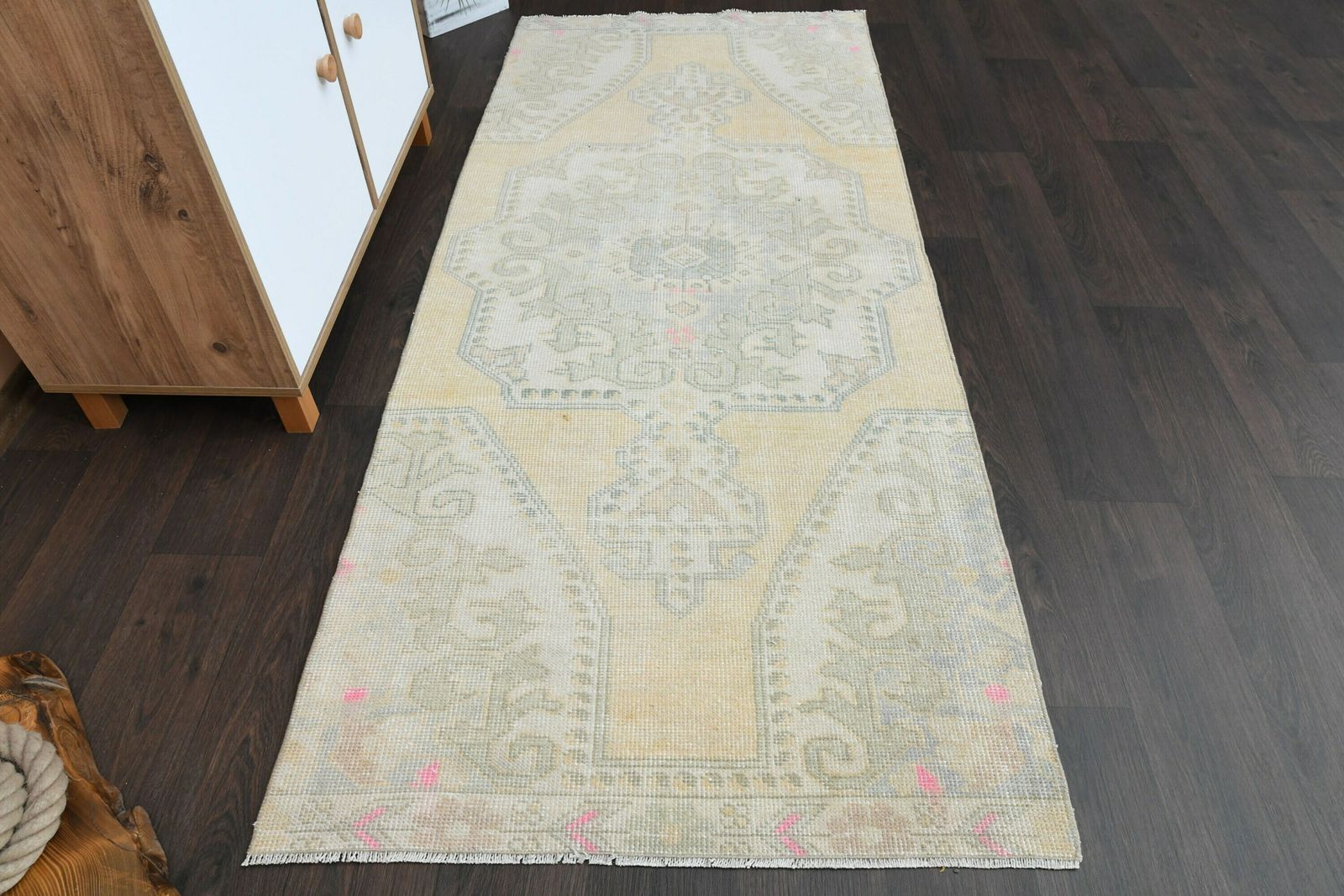 3.1x7.3 Ft Turkish Runner Rug, Vintage Runner Rug, Oushak Runner Rug, Antique Carpet, Hallway Rug, 3x7 Runner Rug, Bohemian Rug, Kitchen Rug photo for sale