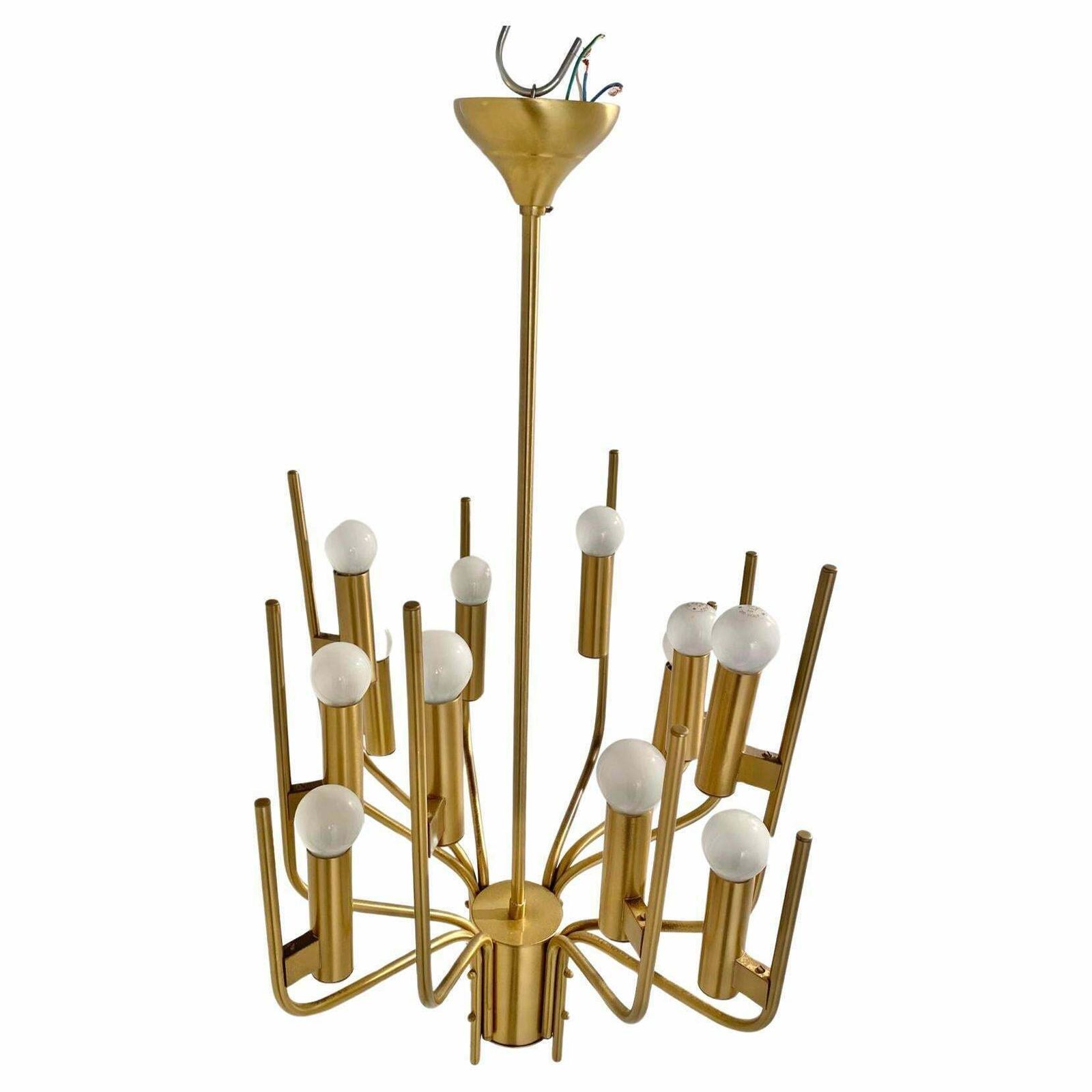 Brass Chandelier, Oscar Torlasco, 1950s Italy photo for sale