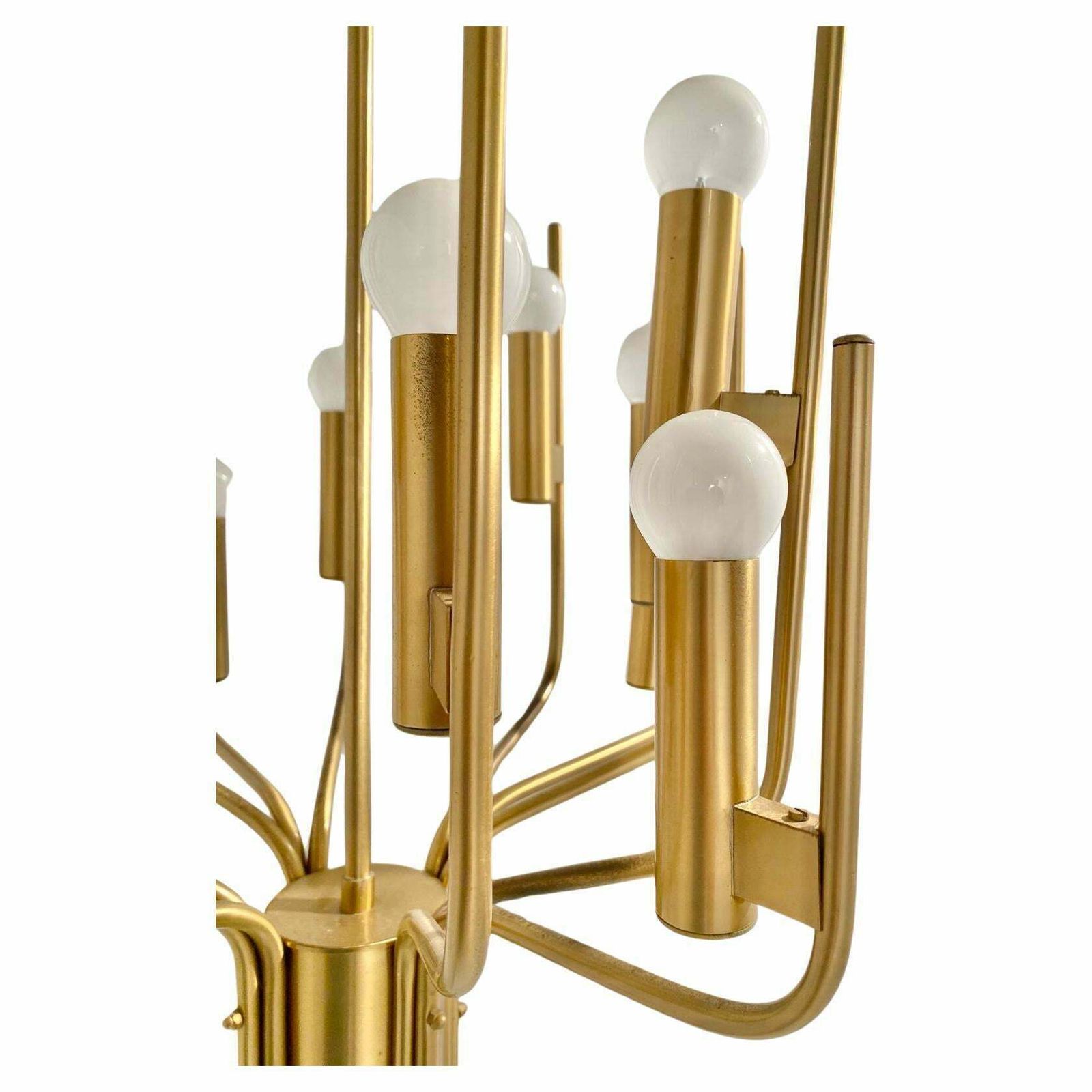 Brass Chandelier, Oscar Torlasco, 1950s Italy photo Lighting