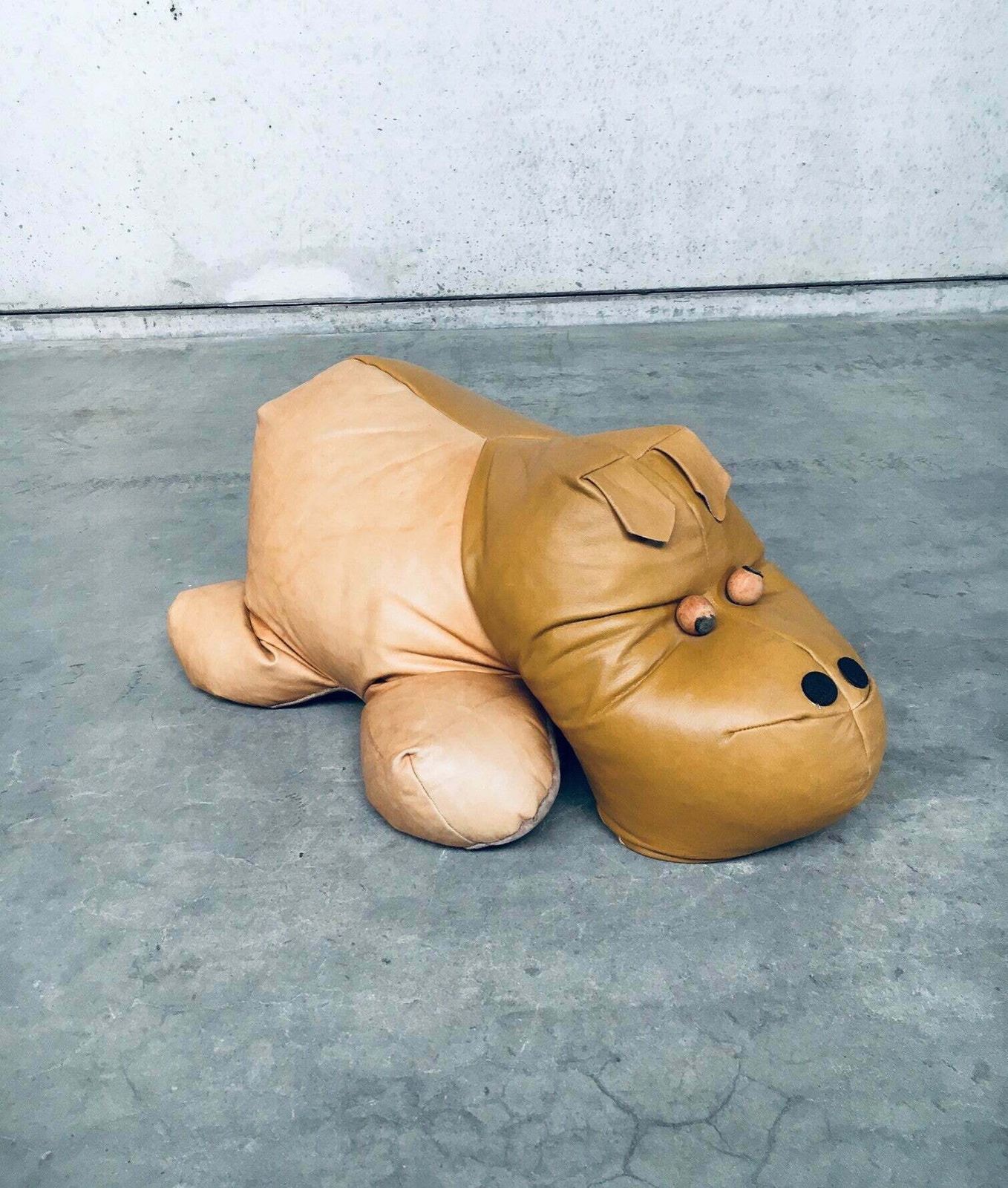 1970's Leather Hippo Hippopotamus Footstool Pouf photo furniture